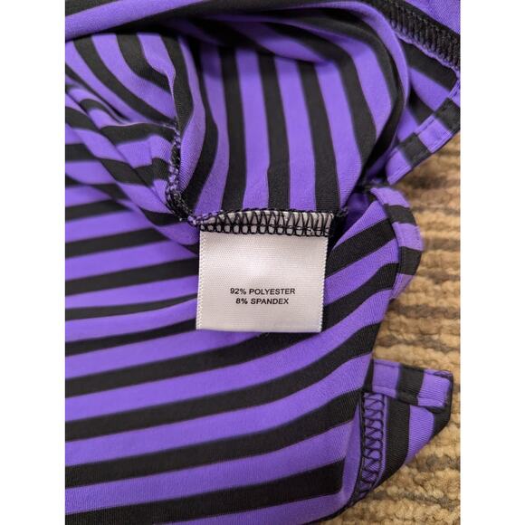 Peter Millar Summer Comfort Striped Golf Polo Logo M Purple Black Custom Spandex - Picture 8 of 9